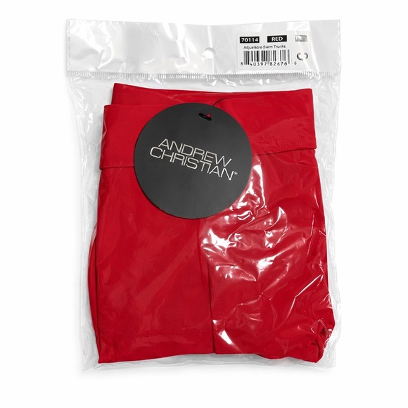 Andrew Christian L (33-35) Adjustable Red Side Cinch Swim Trunks 70114 - Picture 9 of 10